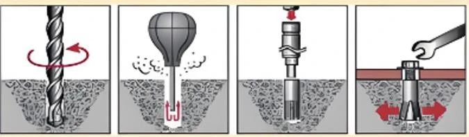 como colocar pernos de expansion
